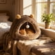 thumbnail image 4 of Cama para gatos, cálida y mejorada, para acurrucarse en invierno. Peluches suaves y relajantes, antiansiedad, con tela acolchada extraíble. Cama para mascotas., 4 of 6