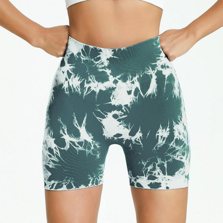 Baqcunre High Waist Abdominal Retraction Yoga Shorts Seamless Tie Dye Sports Leggings Size M Yoga Pants Women Shorts for Women Gym Shorts