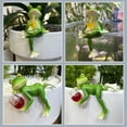 thumbnail image 5 of Funny Drinking Frog Flower Pot Hugger Figurines for Home Garden Fence Decor, 5 of 5