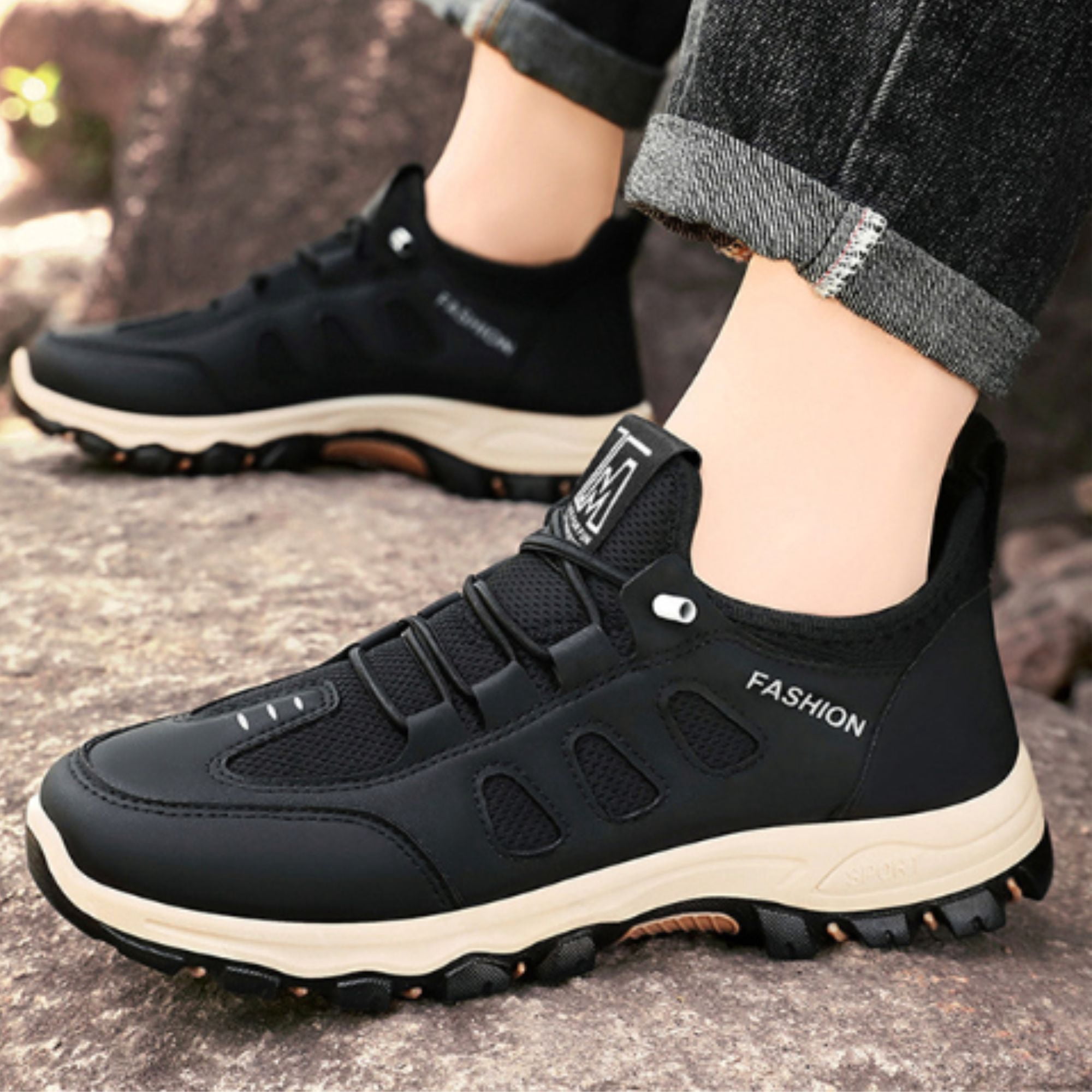 CHICVOMEY Walking Sneakers for Men Breathable Lightweight Slip-On Sneakers Hiking Shoes with Anti-Slip for Running Trekking Outdoor Camping