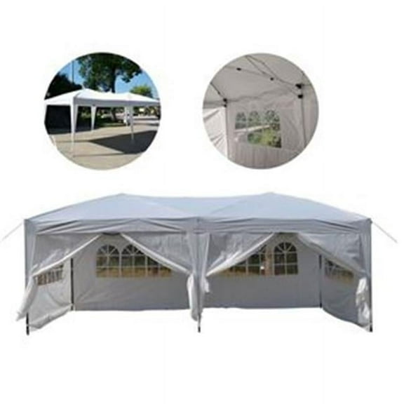 10 ft. x 20 in. Outdoor Gazebo Tent, Easy Pop Up with 6 Walls - White
