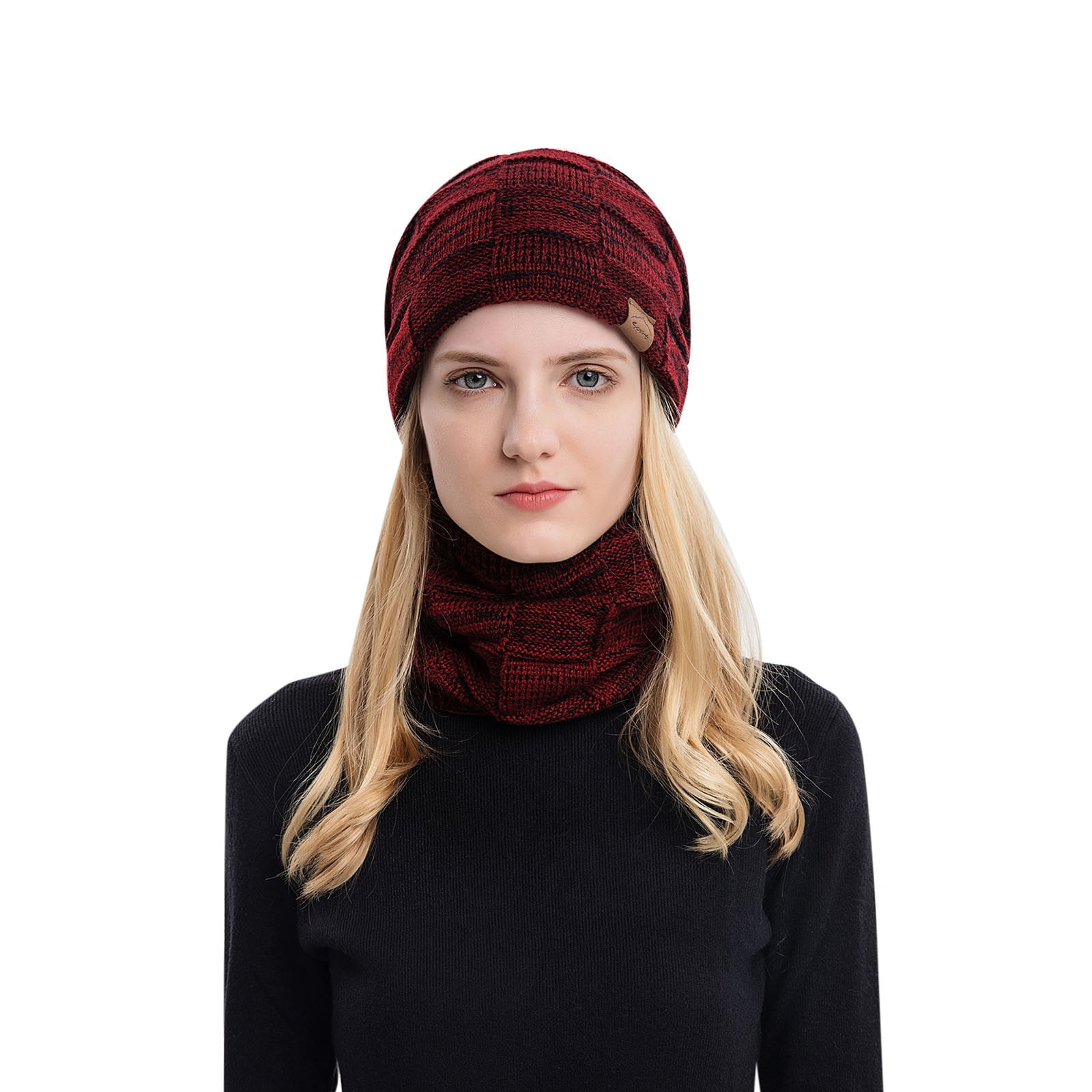 Tanhomme Wind-Resistance Winter,Fleece Ski Covers,Warm Face-Cover Hat Cap Scarf Men's Women's Winter Knitted Fleece Windproof Hood Scarf Coif Winter Knit Hat Warm Hats