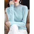 thumbnail image 1 of Chandail en Cachemire 100 % Laine pour Femmes Chandail Tricoté Col Manches Vêtements Chauds Hauts, 1 of 5