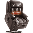 thumbnail image 5 of TEKAMON Infinite Position Lift Recliner Chair for Elderly with Heat Massage and Extended Footrest Lay Flat Sleeping Leather Dual Motor Power Lift Chair for Living Room (Brown), 5 of 8