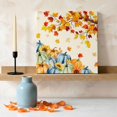 thumbnail image 3 of Ships Next Day Canvas Wall Art 10"x10", Thanksgiving Maple Wood Framed Canvas Print Painting, Orange Blue Pumpkins Fall Leaves Ready to Hang Small Picture Wall Decor for Home Kitchen Nursery Office, 3 of 9