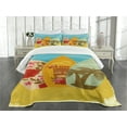 thumbnail image 3 of Ambesonne Tiki Bar Quilted Bedspread Set 3 Pcs, Surfboard Exotic, Queen Size, Multicolor, 3 of 5