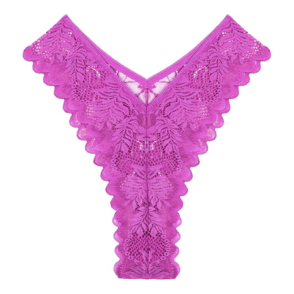 zuwimk Underwear Women,Women's Thongs T Back Low Waist See Through Panties Cotton Seamless Lace Thongs Purple,L