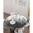 thumbnail image 2 of Fitted Round Tablecloths Table Covers 36-44in,Modern Art Forest Trees Shadow Scene Waterproof Elastic Edged Table Cloth for Kitchen Dining Holiday Party Tables Decor,Gradient Black Grey White, 2 of 6