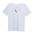 thumbnail image 5 of USSUMA Toddler Girls Clothes V Neck Short Sleeve Solid Color Loose Fashion Simple Tee Tops Casual Blouse Tops Athletic Preppy Clothes for Street White 9-10 Years Deals, 5 of 7