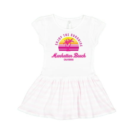 

Inktastic Summer Enjoy the Sunshine Manhattan Beach California in Pink Gift Toddler Girl Dress