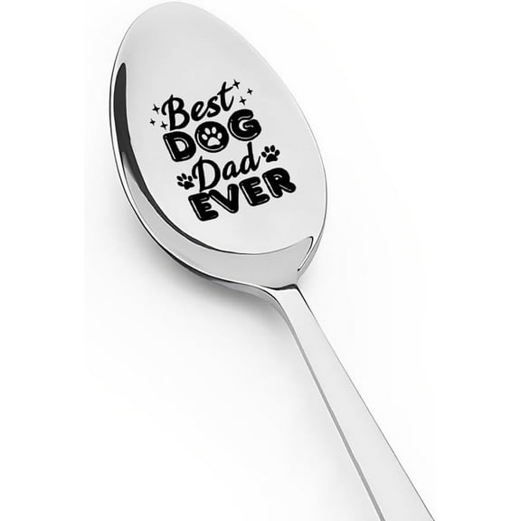 Dad Spoon Gifts from Daughter Son, Funny Best Dog Dad Ever Spoon for Doggy Dad Birthday Father's Day Gift for Dad Father Stainless Steel Spoon for Dog Lovers Coffee Tea Spoon
