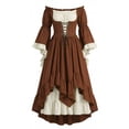 thumbnail image 3 of Smsaxvxz Halloween Costumes for Women Fashion Renaissance Dresses Women Off Shoulder Bell Sleeve Peasant Pirate Dress Coffee 2XL, 3 of 6
