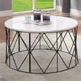 thumbnail image 3 of Bowery Hill Table Basse Ronde Industrielle en Bois, Fini Blanc, 3 of 8
