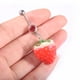 thumbnail image 4 of Lindo anillo de ombligo con colgante en forma de fresa, joyería popular, 4 of 6