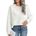 thumbnail image 1 of Sudadera holgada de color beige para mujer con mangas largas plisadas y puños elásticos, 1 of 6