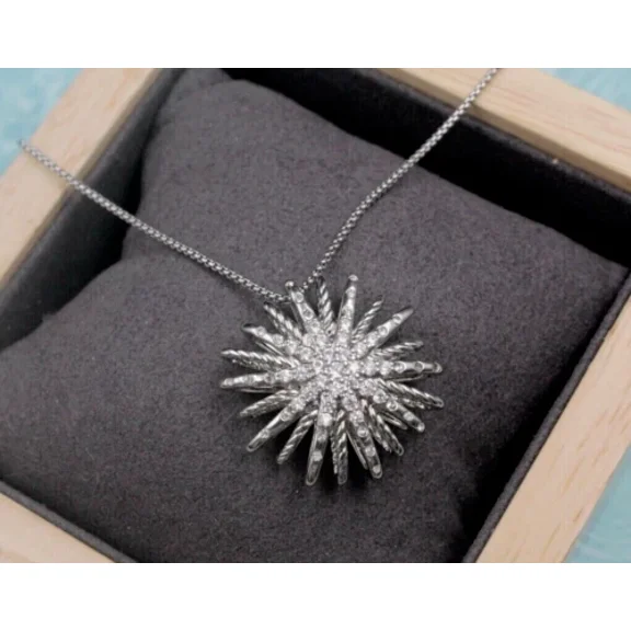 2Ct Round Cut Lab-Created Moissanite Pendant 14k White Gold Plated