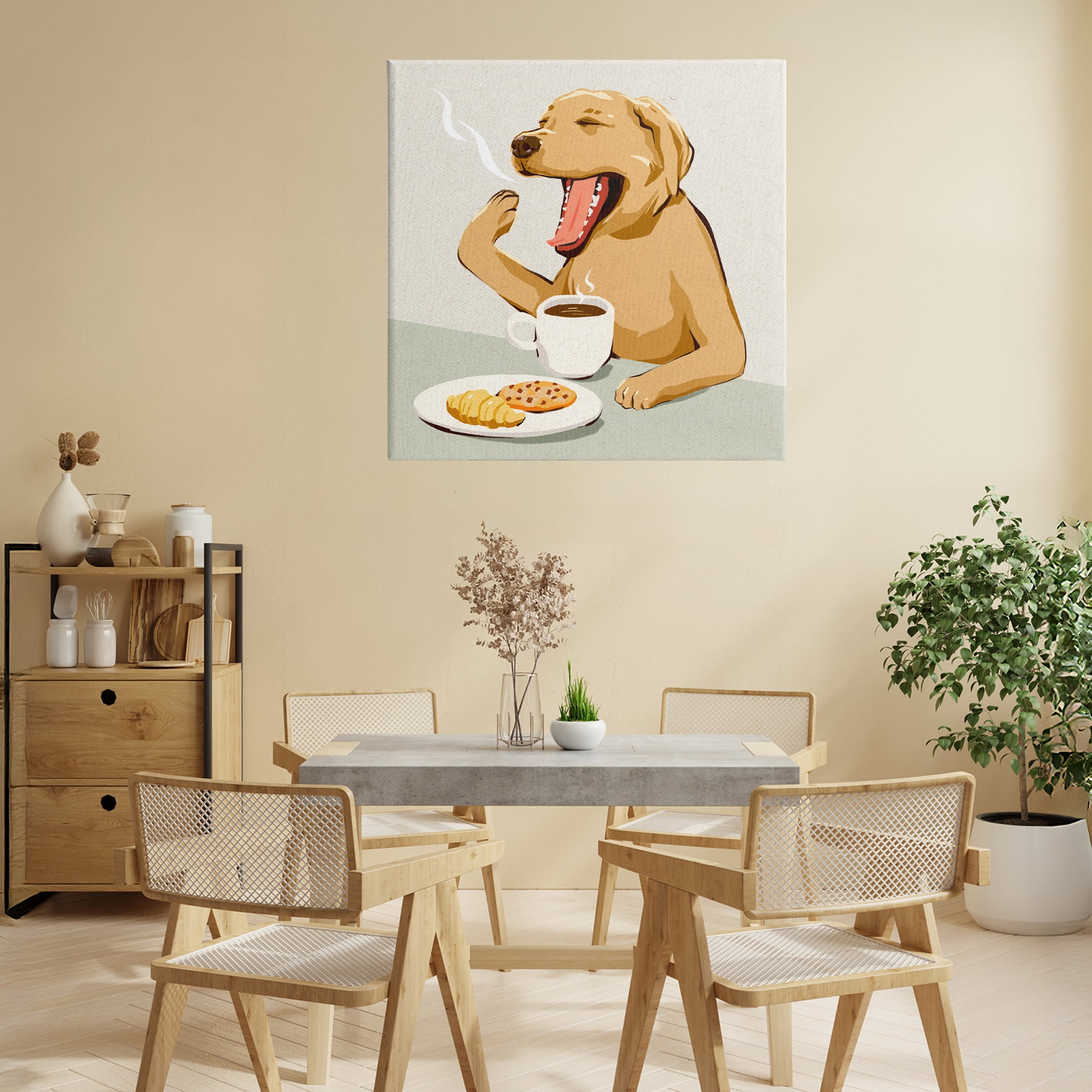 Stupell Industries Yawning Dog Morning Coffee Canvas Wall Art, design by Ziwei Li