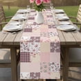 thumbnail image 4 of Boho Spring Floral Table Runner 36 Inches, Vintage Flowers Patchwork Plaid Pink Bed Runner Dresser Scarves Tabletop for Indoor Outdoor Parties/Ceremony/Banquet, 13"x 36", 4 of 8