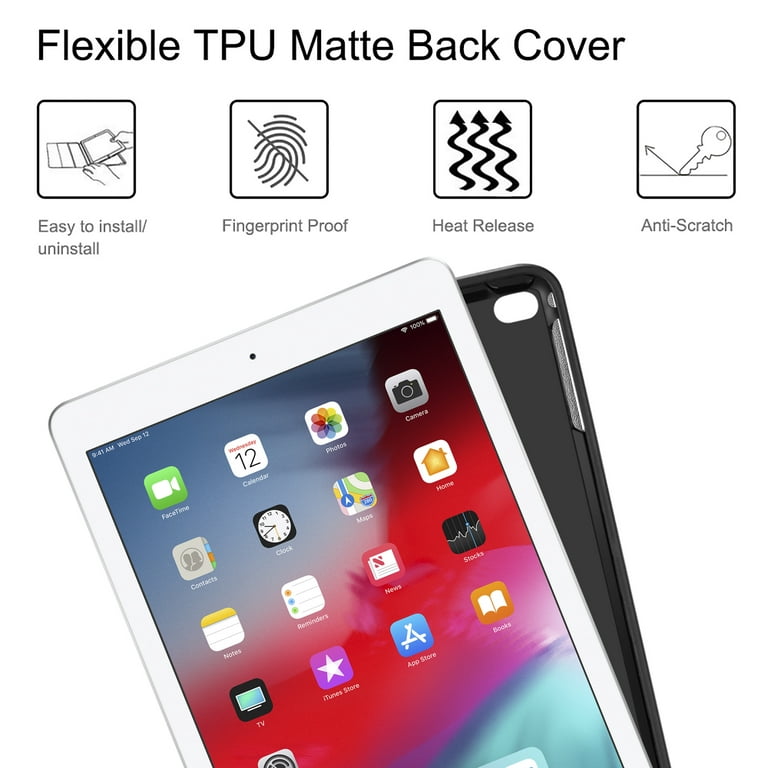 Fintie TPU Keyboard Case Cover with Apple Pencil Holder for iPad 9.7 6th  Gen/ 5th Gen/ iPad Air/ Air 2, Black - Walmart.com