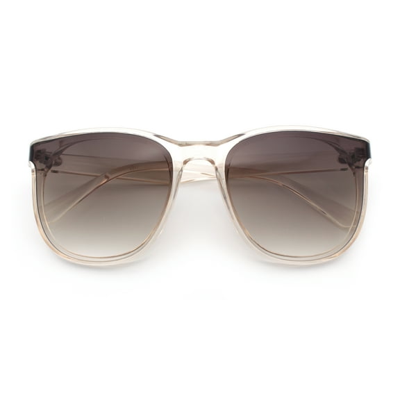 Unique Curved Inset Lens Horn Rim Plastic Retro Hipster Sunglasses Peach - Brown