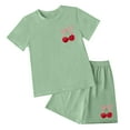 thumbnail image 4 of Caqnni Toddler Girls Clothes Summer Short Set Outfit Tie Knot Shoulder Sleeveless Ruffle Tops and Shorts 2PC Clothing Set Shorts Set Green 4-5 Years, 4 of 4
