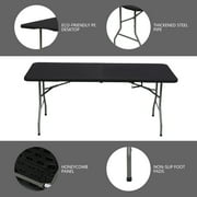 HONGGE 6ft Folding Table, Black Portable Plastic Table for Parties, Camping, Events & Outdoor Gatherings