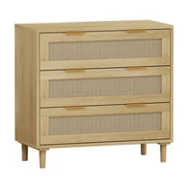 RONSHIN 3 Drawer Dresser,Kitchen Storage Cabinet with 3 Deep Rattan Drawers,Iron Handle Buffet Cabinet for Living Room,Dining Room,Hallway,Bedroom