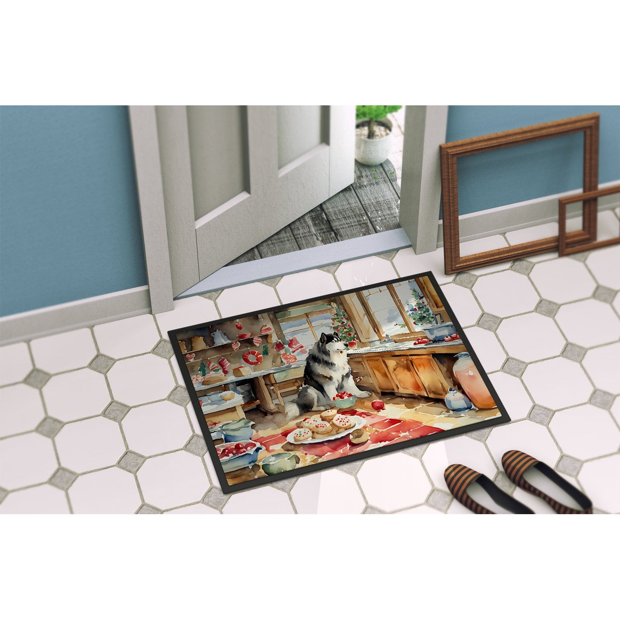 Carolines Treasures DAC3711MAT 18 x 27 in.  Alaskan Malamute Christmas Cookies Doormat