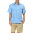 thumbnail image 1 of INSPIRE CHIC Men's Shirts Short Sleeve Summer Cotton Patchwork Button Down Shirts S Blue White, 1 of 5