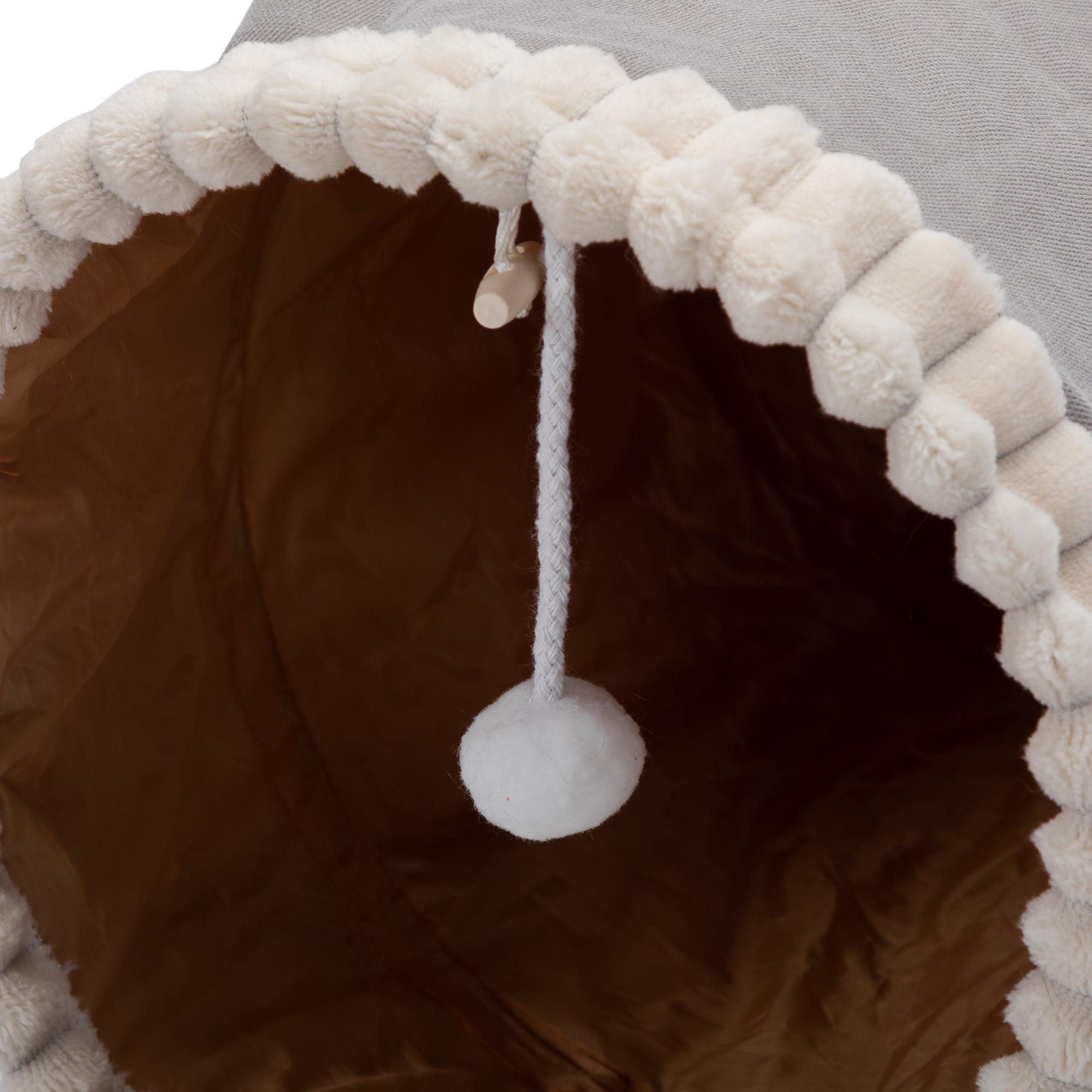 COZIWOW 2-in-1 Cat Tunnel Bed with Hanging Scratching Balls & Removable Mat, Gray