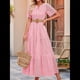 thumbnail image 5 of Vestido Informal de Verano para Mujer, de Corta, con Escote en V, Aberturas, Volantes y Ojales, Corte A Rosa M, 5 of 10