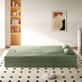 thumbnail image 5 of S-HOME Modern Folding Convertible  Floor Sofa with 2 Pillows , Corduroy Fabric Foam Sleeper Couch for Living Room and Playroom Use, Green, 5 of 13