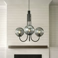 thumbnail image 6 of 3-Light 25'' Wide Modern Glam Smoked Glass Globe Bubble Chandelier Contemporary Sputnik Black Hand Blown Glass Pendant Light For Living Room Dining Room, 6 of 9