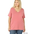 thumbnail image 3 of Zenana Women & Plus Relaxed Fit V-Neck Short Sleeve Basic Jersey T-Shirt Tops, 3 of 3