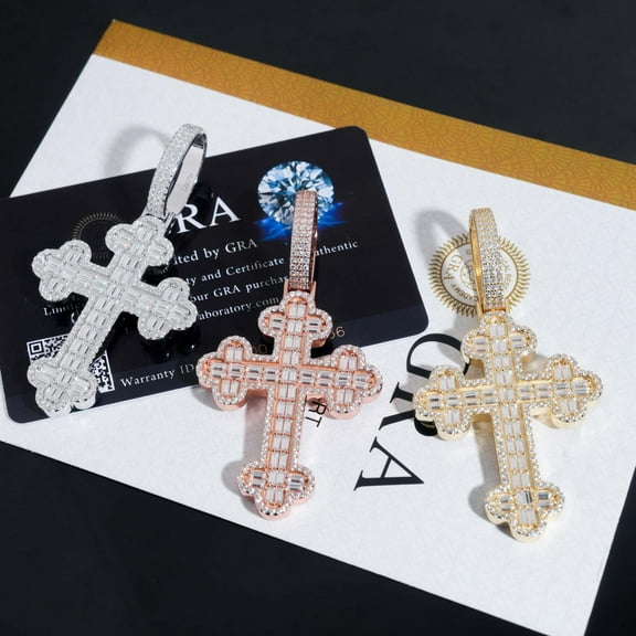 Silver Moissanite New Cross Pendant Instant Pass Diamond Pen GRA