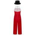 thumbnail image 2 of TiaoBug Kids Girls Magician Outfit Sleeveless Bowtie Tuxedo Leotard Jazz Dance Jumpsuit with Hat Red 14, 2 of 5
