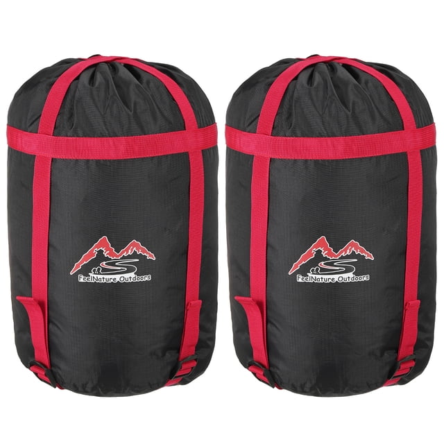 Unique Bargains Compression Stuff Sack, 2 Pack S Size Waterproof Sleeping Bag Sack Black Red