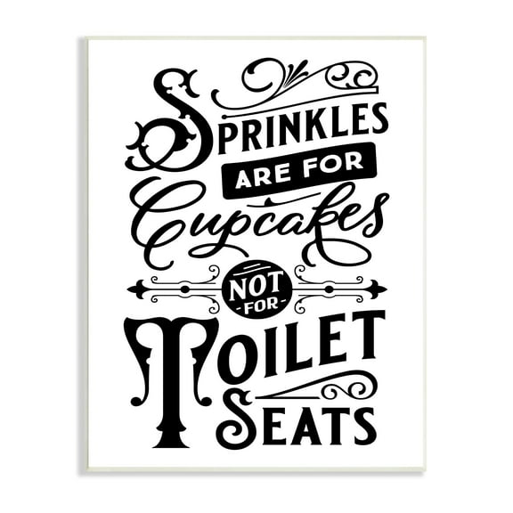 Stupell Industries Humorous Bathroom Toilet Seat Phrase Vintage Typography Graphic Art Unframed Art Print Wall Art, Design by Lettered and Lined