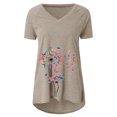thumbnail image 4 of Camiseta con cuello en V, suelta, manga corta, blusa, estampado de mujer, camiseta de verano, albaricoque, XXL Methold AP002392-15, 4 of 5