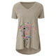 thumbnail image 3 of Camiseta Con Cuello En V Blusa De Manga Corta Suelta Mujer Top De Verano Estampado, Albaricoque, M Speravity AP002392-12, 3 of 5