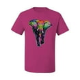 thumbnail image 2 of Wild Bobby, Colorful Rainbow Floral Elephant Animal Lover Men's Graphic T-Shirt, Fuschia, X-Large, 2 of 3