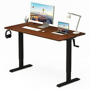 Height Adjustable Standing Desk- Adjustable Computer Desk, Sit Stand Desk Frame & Top, Manual Stand Up Desk, Great for Office & Home Use, 140 x 70 cm [55 x 28 Inches] (55, Teak)