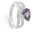 thumbnail image 4 of CHOOSE YOUR COLOR Simulated Amethyst Crossover Loop Teardrop Ring 925 Sterling Silver Band Purple CZ Female Size 5, 4 of 4
