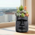 thumbnail image 4 of Btomtd Easter Island Statue Resin Flower Pot, Decorative Planter for Home and Garden, Crafted Resin Ornament and Unique Plant Pots, Black, 4 of 6