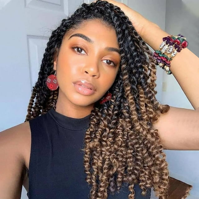 Fulcrum Passion Twist pelo de ganchillo, 14.0 in, 8 paquetes de pelo pretorcido Passion Twist, pelo de ganchillo pretorcido para mujeres negras (14.0 in (paquete de 8) T27#)