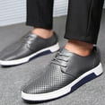 thumbnail image 4 of Santimon Breathable Leather Shoes Men Casual Shoes Non-Slip Sneakers Grey 11 US, 4 of 7