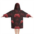thumbnail image 2 of Red Controllers Games Icons Black Pattern Blanket Hoodies for Kids 6-13YR Oversize Wearable Blanket Hoodies for Boys Girls Teens, 2 of 7