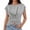 *Gray, variant on Women's Twist Front Round Neck Short Sleeve T-Shirt, Casual Solid Color Ruched Waist Blouse Black,Women's Plus S