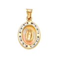 thumbnail image 1 of Pendentif Médaillon Guadalupe en Or Tricolore Zircon Cubique 14k, 1 of 1