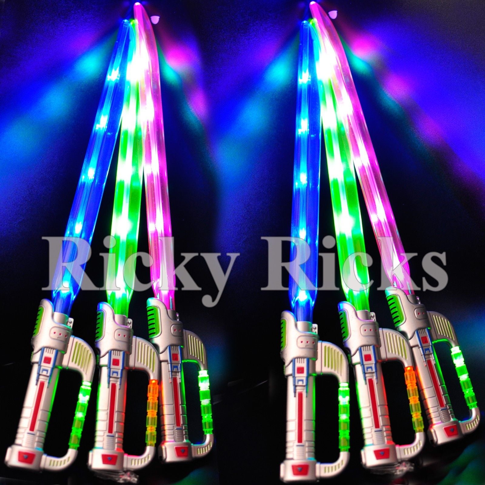 2 Light Up Swords lightsable star Motion Activated Sound Flashing Ninja Pirate 
